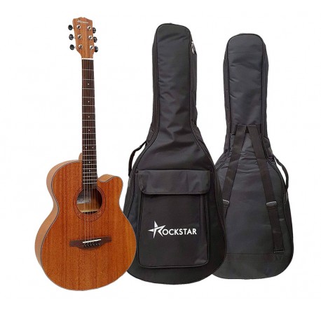 Guitarra acústica forma auditorium Rockstar SA-4022 SN con cutaway cuerdas metálicas y funda  envio gratis