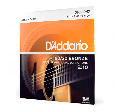 D'addario EJ10 (10-47) cuerdas para guitarra acústica envio gratis