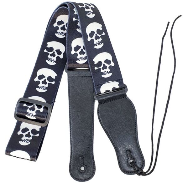 Correa guitarra y bajo Forest S-008-14 calaveras BK-WH envio gratis