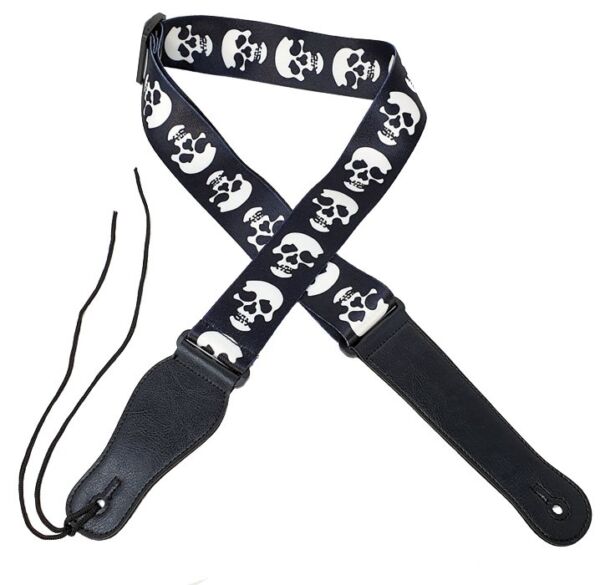 Correa guitarra y bajo Forest S-008-14 calaveras BK-WH envio gratis