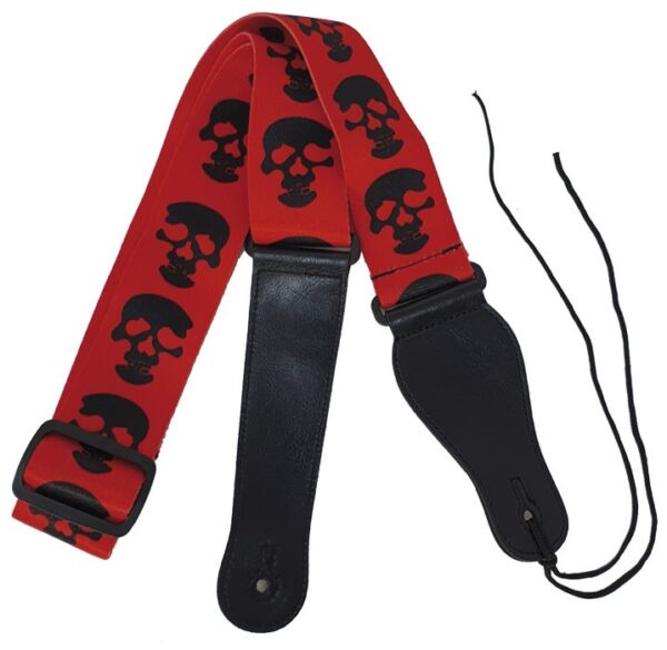 Correa guitarra y bajo Forest S-008-13 calaveras RD-BK envio gratis