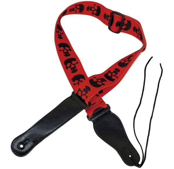 Correa guitarra y bajo Forest S-008-13 calaveras RD-BK envio gratis