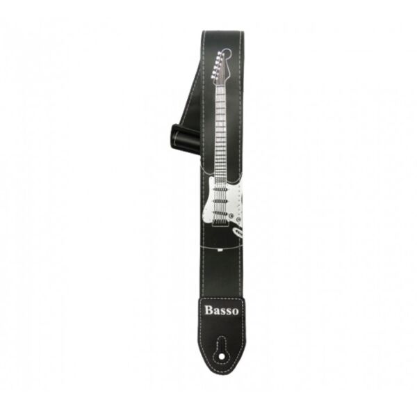 Correa para guitarra Basso serigrafiada negro strato SF30 envio gratis