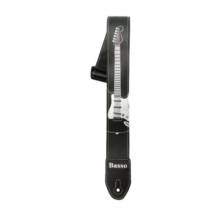 Correa para guitarra Basso serigrafiada negro strato SF30 envio gratis