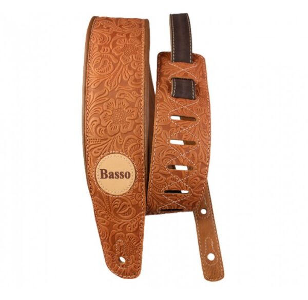 Correa para guitarra Basso Serie cuero Whiskey floreada VTSL83 envio gratis