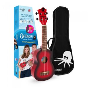 Octopus UK-205RDB ukelele soprano Rojo burst con funda envio gratis