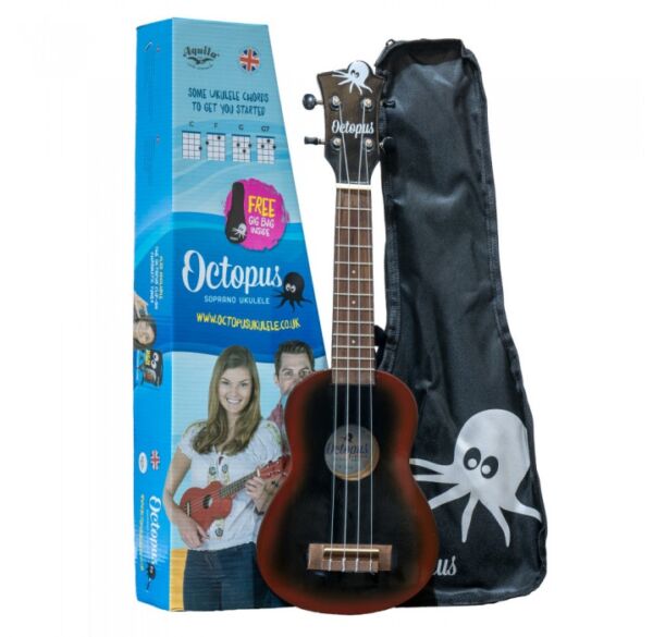 Octopus UK-205BKB ukelele soprano negro burst con funda envio gratis