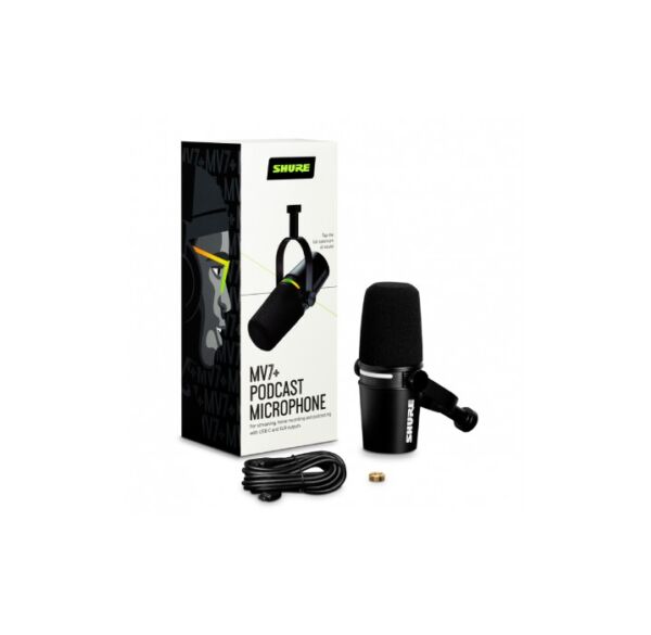 Shure MV7 Plus Black Micrófono dinámico para podcast envio gratis