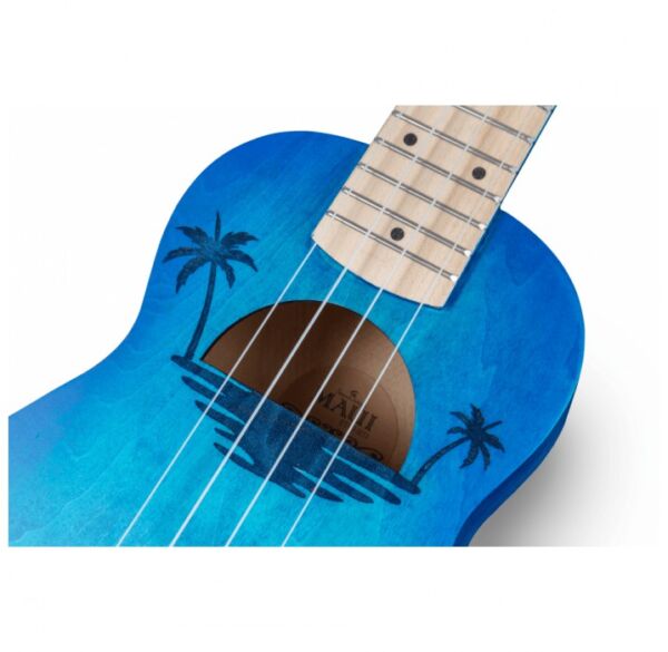 Maui ETCHED S-LB ukelele soprano con azul funda envio gratis