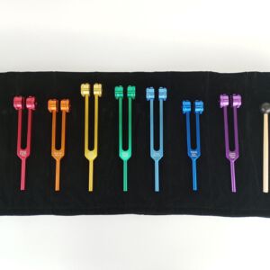 Set de 7 diapasones para Chakras con pesas de colores envio gratis