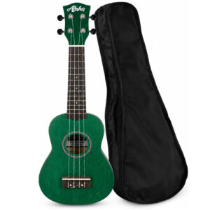 Carrito 2 Ukelele soprano con funda Aloha UK250GRF verde envio gratis