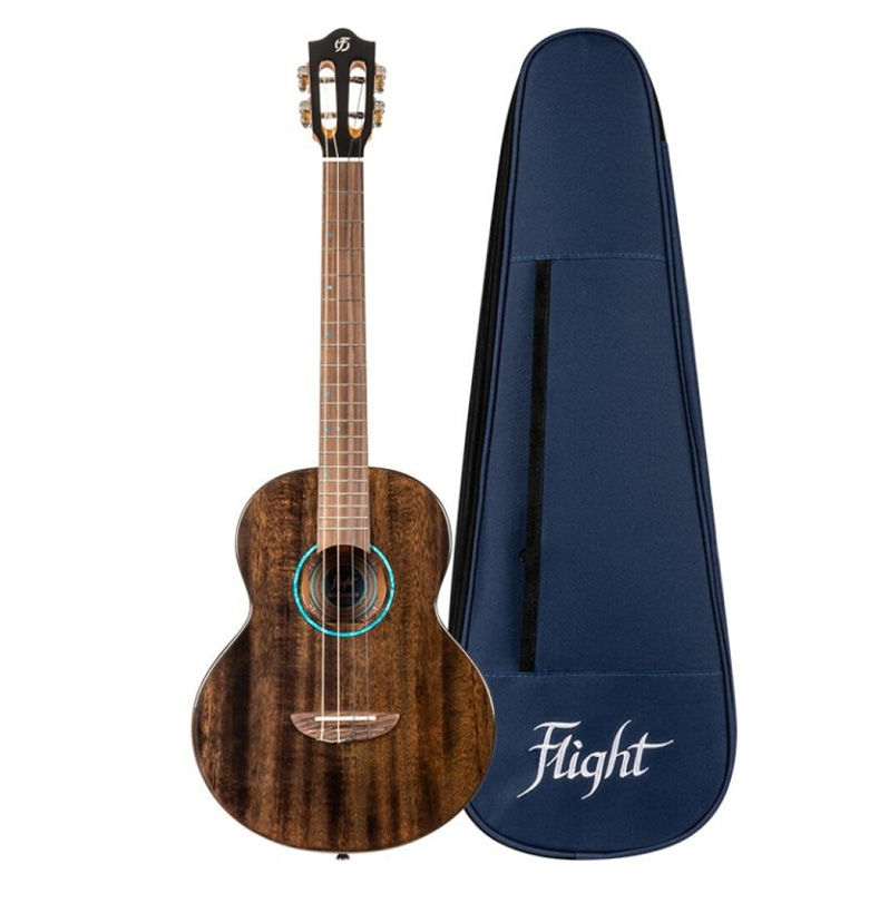 Ukelele Barítono Flight Princess Series Iris Tinta TBK Transparent Black envio gratis 2 Ukelele Barítono Flight con funda acolchada